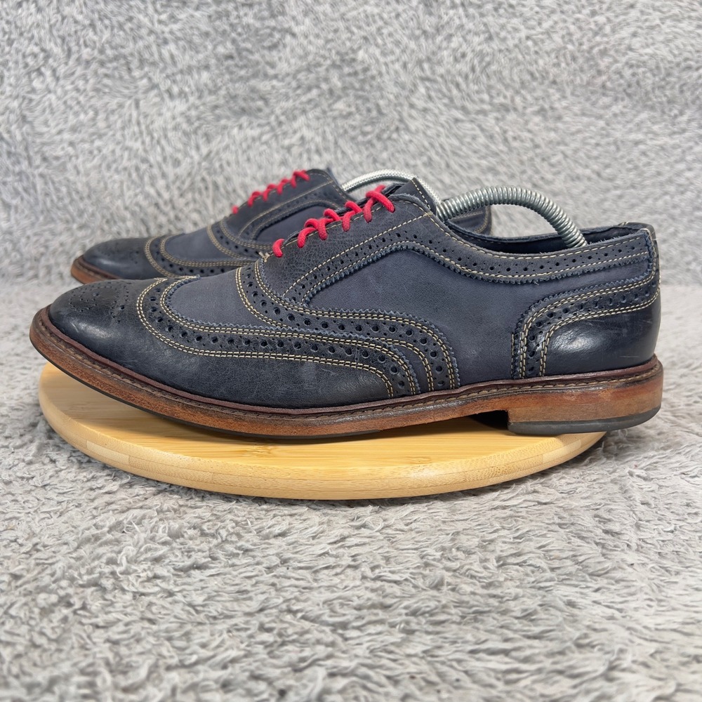Allen Edmonds Neumok Navy Blue Leather Wingtip Oxfords Mens 10 D USA Made 4065